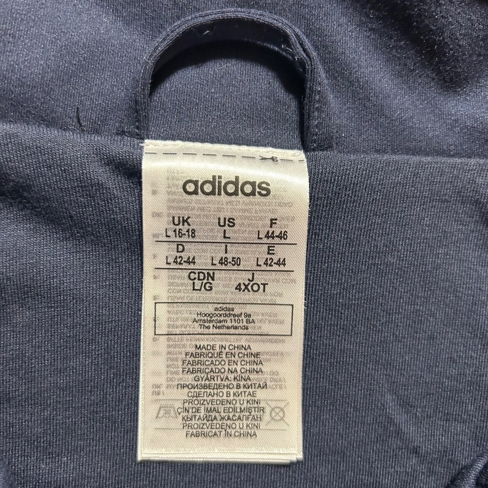 Adidas Track Jacket Mens Large Navy Blue Full Zip Gold Logo Taping Sportswear - Picture 2 of 7